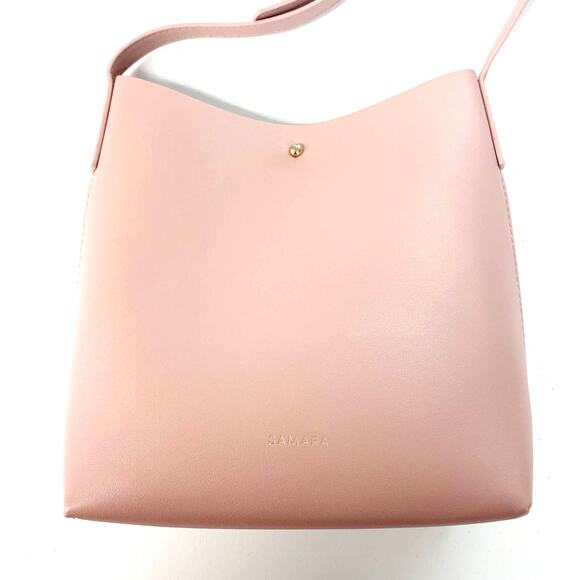 NEW Samara Minimalist Medium Shoulder Bag Peony Pink Vegan Leather Crossbody - Picture 6 of 9